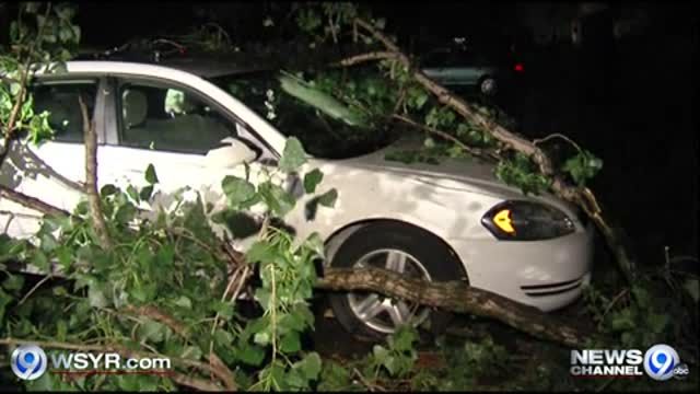 News video: Raw Video: Overnight storm damage in Liverpool 5-21-13
